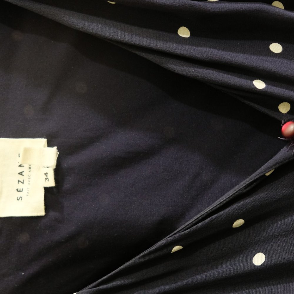 Sezane dress 34 navy polka-dot wrap silk - Picture 5 of 7